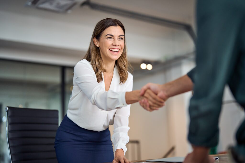 optipay girl shaking hand image